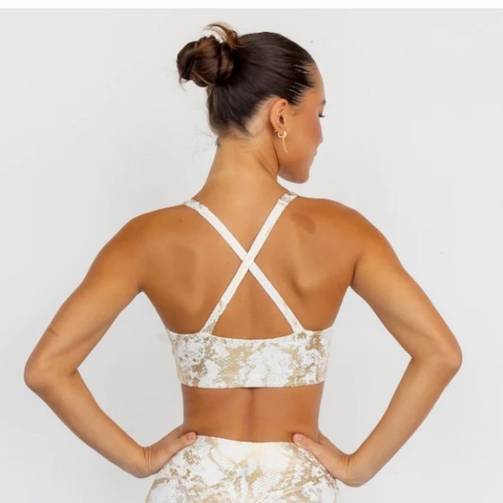 Carbon38 Metallic Snake Contour Cross-Back Bra - image 3